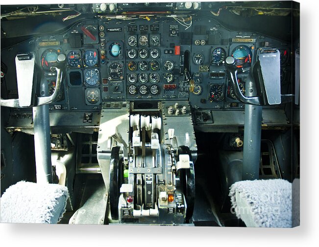 Boeing Acrylic Print featuring the photograph B727 cockpit by Micah May