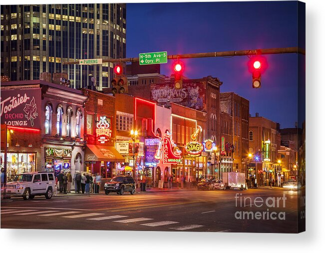 Nashville Acrylic Print featuring the photograph Broadway Street Nashville Tennessee by Brian Jannsen