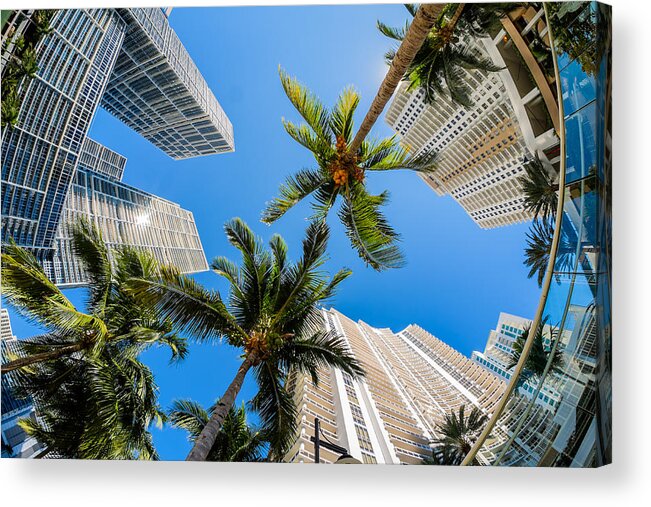 Architecture Acrylic Print featuring the photograph Downtown Miami Brickell Fisheye #2 by Raul Rodriguez