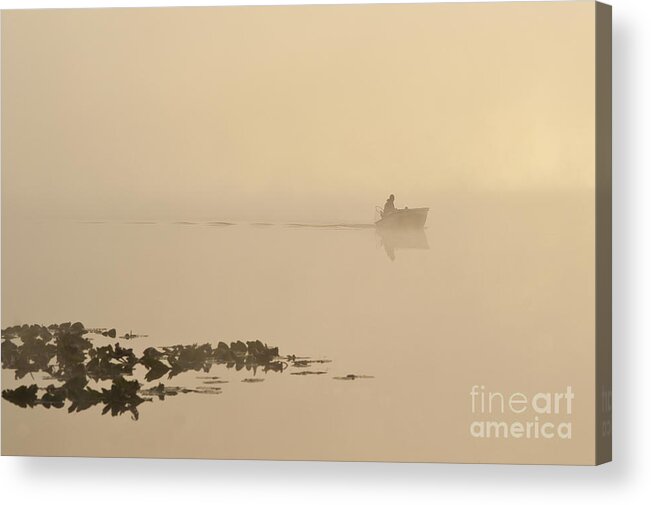 Nature Acrylic Print featuring the photograph Fisherman In Boat, Lake Cassidy #2 by Jim Corwin
