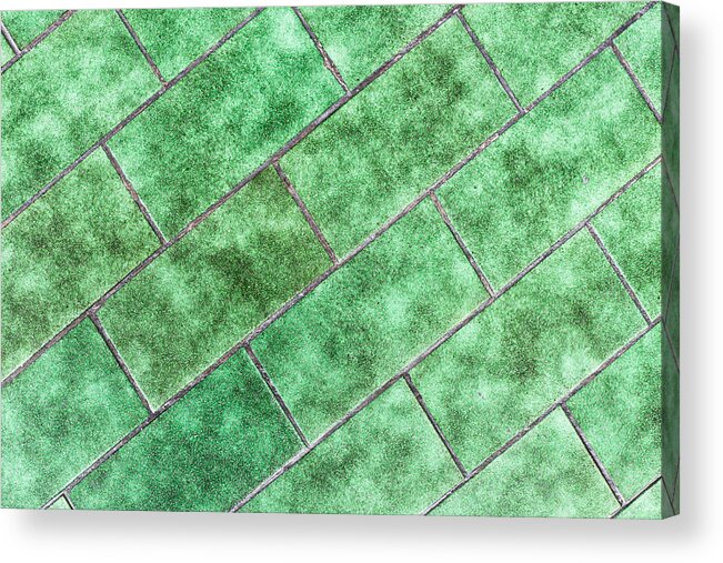 Aged Acrylic Print featuring the photograph Green tiles #2 by Tom Gowanlock