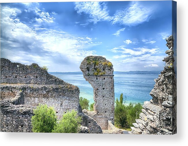 Lago Di Garda Acrylic Print featuring the photograph Grotto Catullus in Sirmione at the Lake Garda #2 by Gina Koch