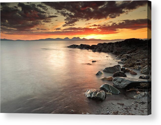 Sunset Acrylic Print featuring the photograph Jura Sunset #1 by Grant Glendinning