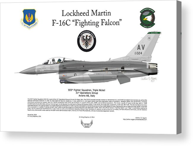 Lockheed Martin Acrylic Print featuring the digital art Lockheed Martin F-16C Fighting Falcon #13 by Arthur Eggers