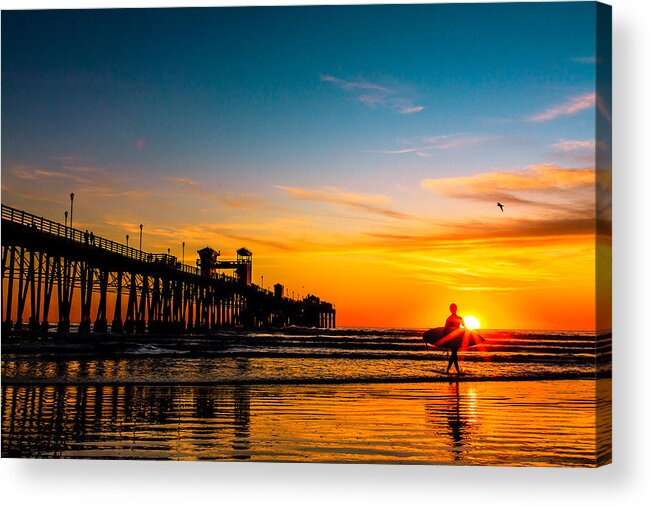 Pier Acrylic Print featuring the photograph Oceanside Pier at Sunset #2 by Ben Graham