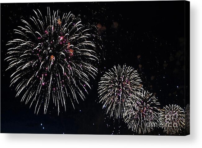 Pink Acrylic Print featuring the photograph Pink Fireworks #2 by Lilliana Mendez