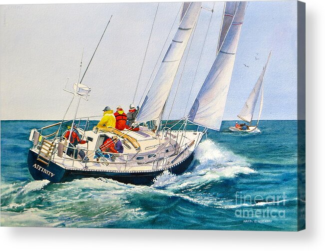Boat Acrylic Print featuring the painting Regatta Bound by Karol Wyckoff