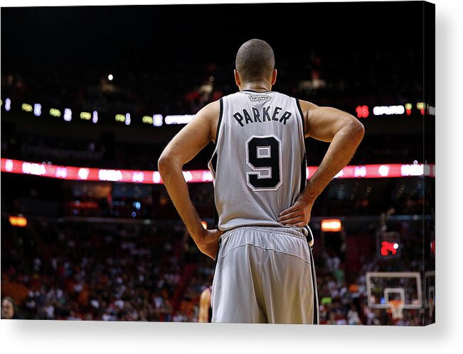 Nba Pro Basketball Acrylic Print featuring the photograph San Antonio Spurs V Miami Heat #2 by Mike Ehrmann