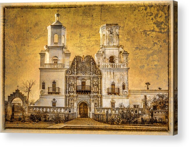 San Xavier Acrylic Print featuring the photograph San Xavier del Bac #2 by Diana Powell