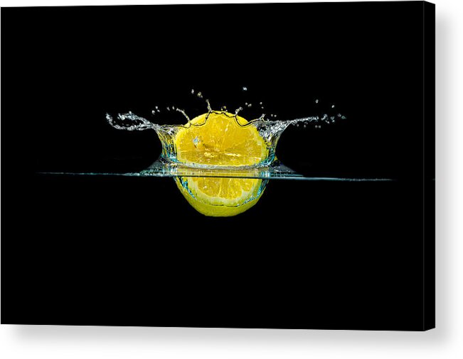 Beverage Acrylic Print featuring the photograph Splashing Lemon #2 by Peter Lakomy
