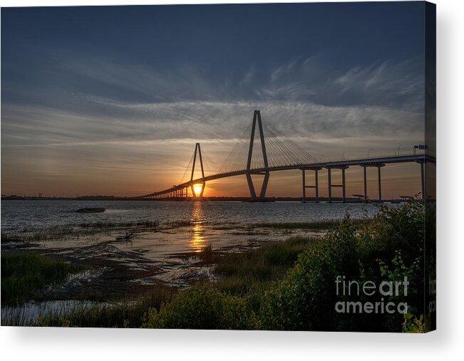 Sunset Acrylic Print featuring the photograph Sunset over the Bridge by Dale Powell
