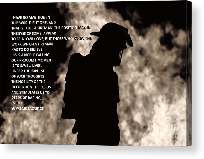 To Be A Fireman Acrylic Print featuring the photograph To Be a Fireman #2 by Jim Lepard