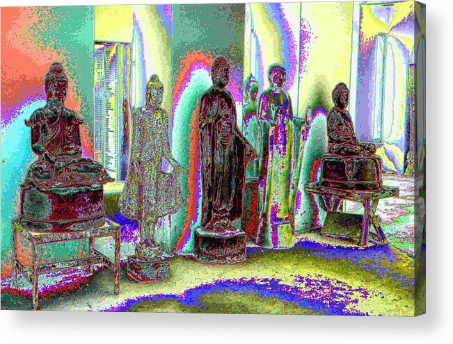 Photograph Of Buddha Sculptures In Wat Thaton Acrylic Print featuring the photograph Wat Thaton #2 by Serge Seymour