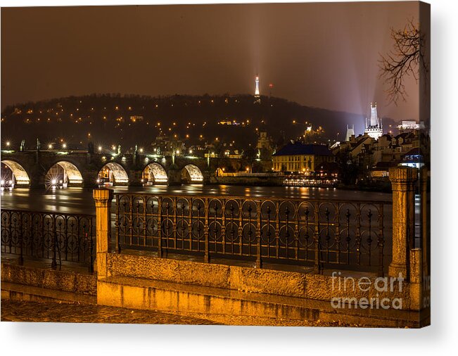 Pragh Acrylic Print featuring the photograph Prague by night #20 by Jorgen Norgaard