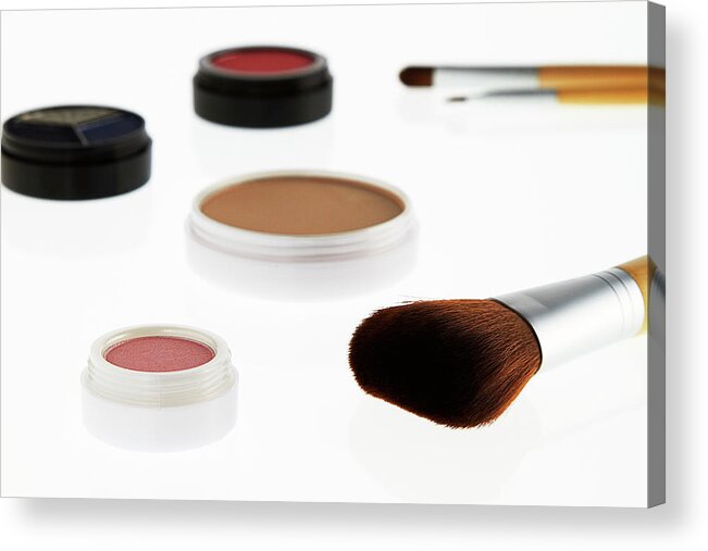 White Background Acrylic Print featuring the photograph Still Life Of Beauty Products #28 by Stephen Smith