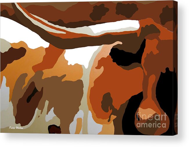 Abstract Longhorns Acrylic Print featuring the painting Bad Dude by Patsy Walton
