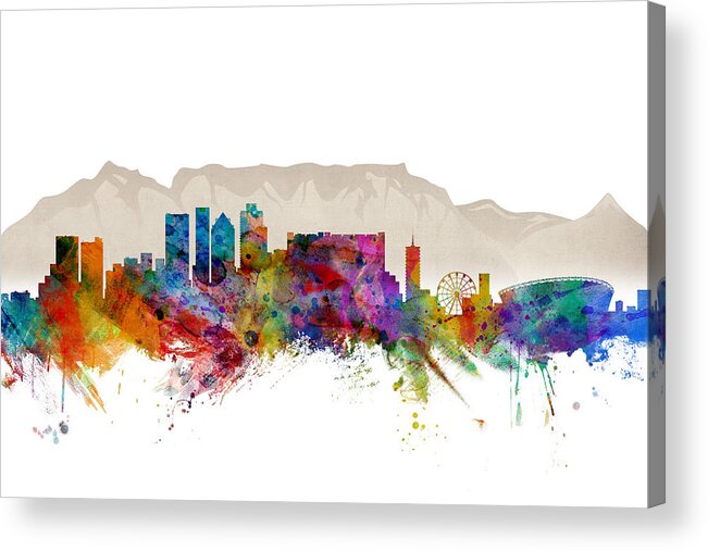 City Acrylic Print featuring the digital art Cape Town South Africa Skyline by Michael Tompsett