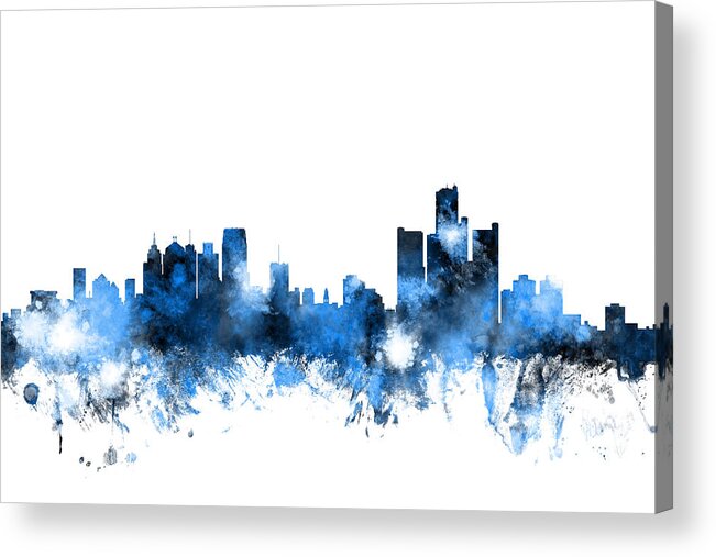 United States Acrylic Print featuring the digital art Detroit Michigan Skyline #3 by Michael Tompsett