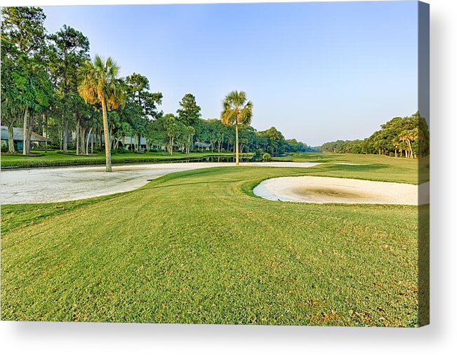 Abstract Acrylic Print featuring the photograph Golf Course by Peter Lakomy