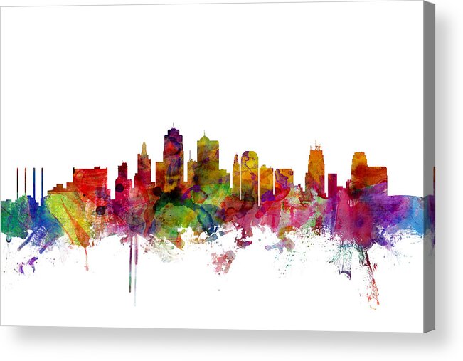 United States Acrylic Print featuring the digital art Kansas City Skyline by Michael Tompsett