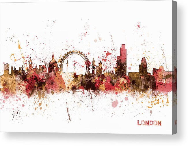 London Acrylic Print featuring the digital art London England Skyline #3 by Michael Tompsett