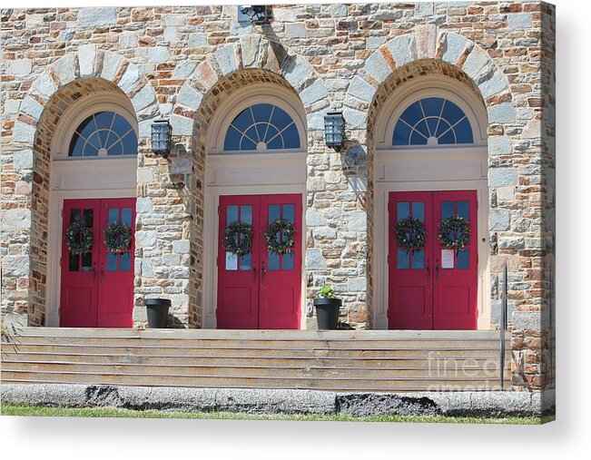 Red Acrylic Print featuring the photograph 3 Red Doors by Cynthia Snyder
