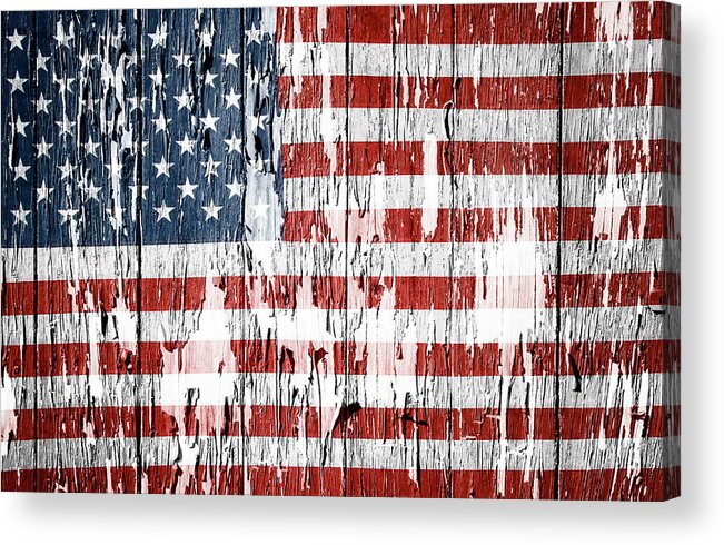 Flag Acrylic Print featuring the photograph American flag grunge effect by Les Cunliffe