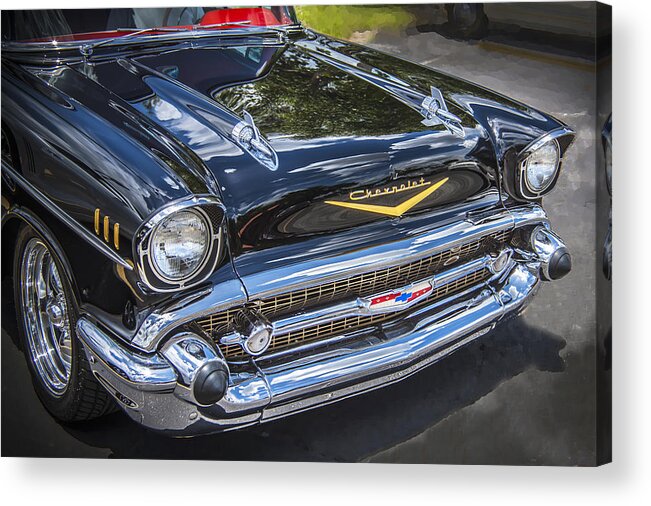 V8 Engine Acrylic Print featuring the photograph 1957 Chevrolet Bel Air #4 by Rich Franco