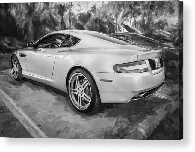 2007 Aston Martin Acrylic Print featuring the photograph 2007 Aston Martin DB9 Coupe Painted BW #4 by Rich Franco
