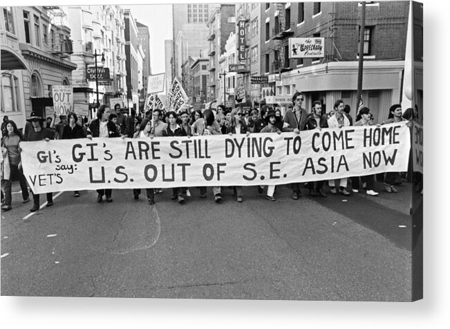 1960s Acrylic Print featuring the photograph Anti Vietnam War Demonstration #4 by Underwood Archives Adler