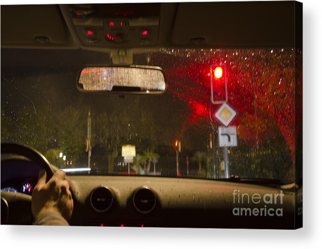 Car Acrylic Print featuring the photograph Driving a car at night #4 by Mats Silvan