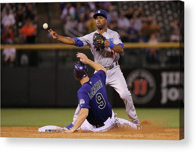 American League Baseball Acrylic Print featuring the photograph Los Angeles Dodgers V Colorado Rockies by Doug Pensinger