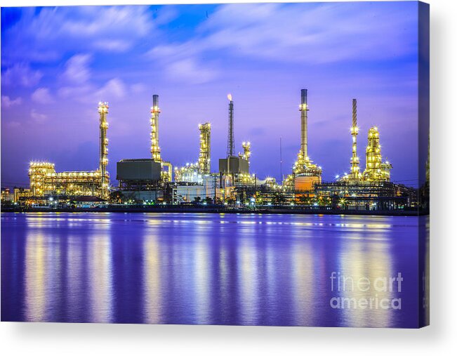 Petroleum Acrylic Print featuring the photograph Oil Refinery Plant #4 by Anek Suwannaphoom