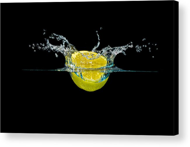 Beverage Acrylic Print featuring the photograph Splashing Lemon #4 by Peter Lakomy