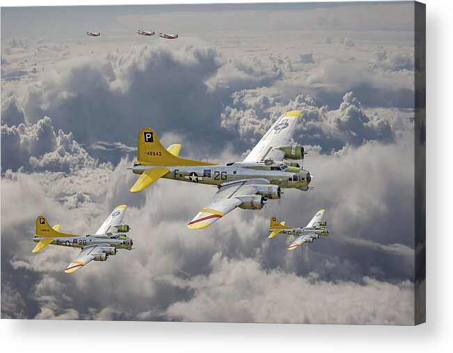 Aircraft Acrylic Print featuring the digital art 487th Bomb Group by Pat Speirs