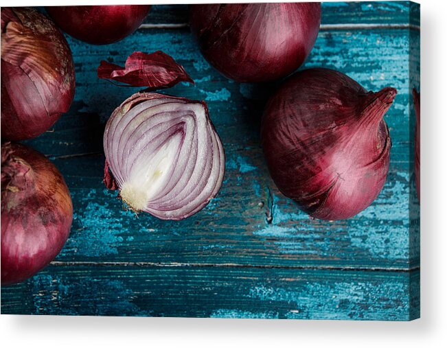 Onion Acrylic Print featuring the photograph Red Onions #5 by Nailia Schwarz