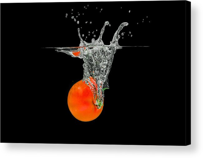 Diet Acrylic Print featuring the photograph Splashing Tomato #5 by Peter Lakomy