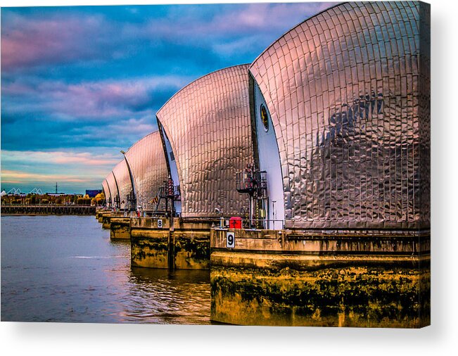 Docklands Acrylic Print featuring the photograph Thames Barrier #6 by Dawn OConnor