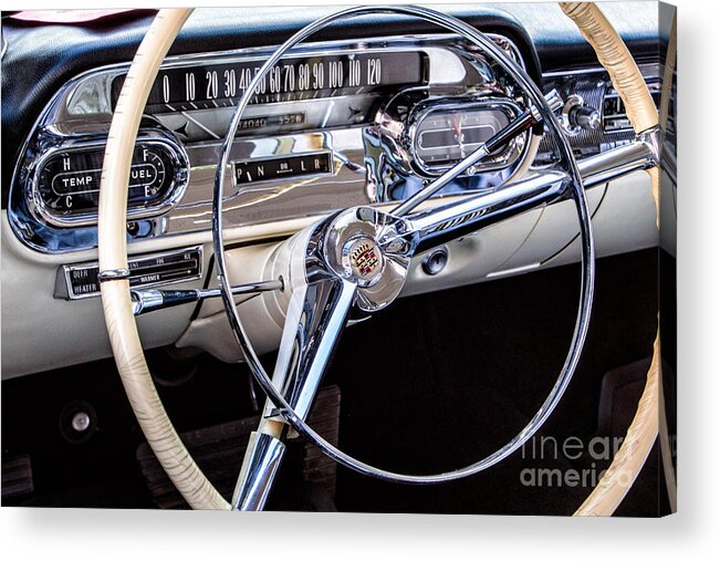 58 Cadillac Acrylic Print featuring the photograph 58 Cadillac Dashboard by Jerry Fornarotto