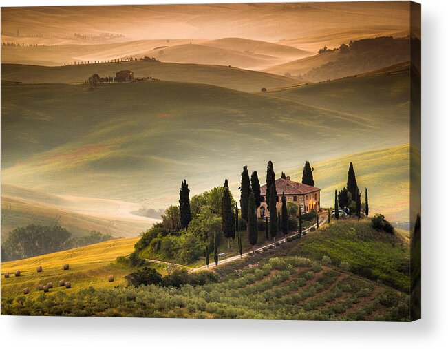  Italian Acrylic Print featuring the photograph 6 A.M. in Tuscany by Francesco Riccardo Iacomino