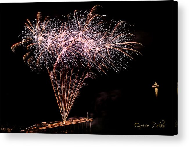 Fireworks Acrylic Print featuring the photograph Fireworks - Fuochi Artificiali - Pietra Ligure #6 by Enrico Pelos