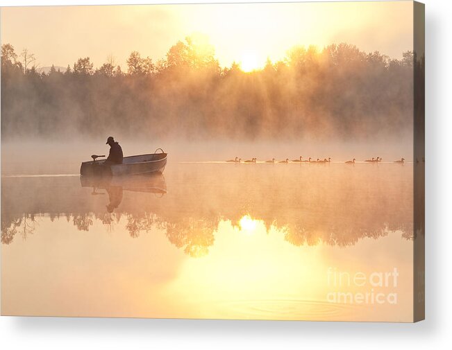 Lake Cassidy Acrylic Print featuring the photograph Fisherman In Boat, Lake Cassidy #7 by Jim Corwin