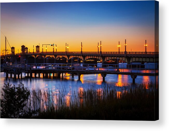 Bridge Of Lions Acrylic Print featuring the photograph Bridge of Lions St Augustine Florida Painted #9 by Rich Franco