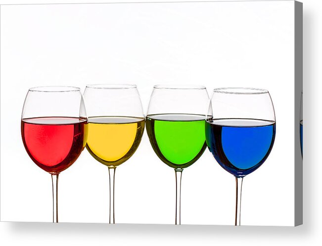 Alcohol Acrylic Print featuring the photograph Colorful Wine Glasses by Peter Lakomy
