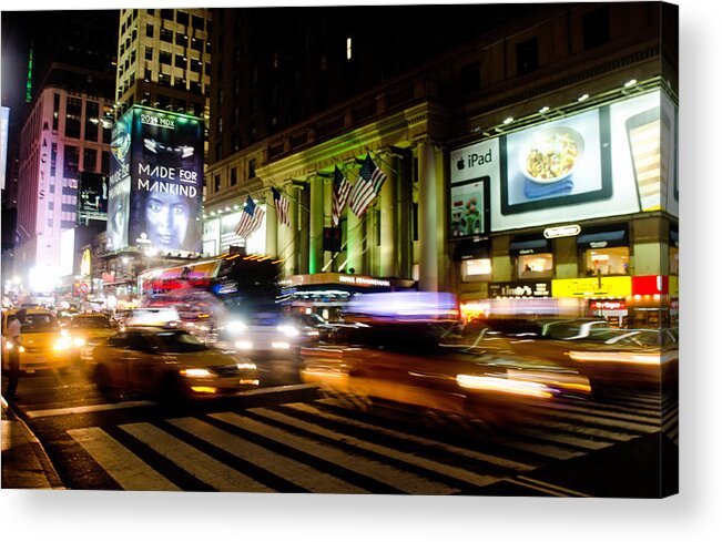 New York Traffic 8th Ave Acrylic Print featuring the photograph 8th And 34th by William Kimble