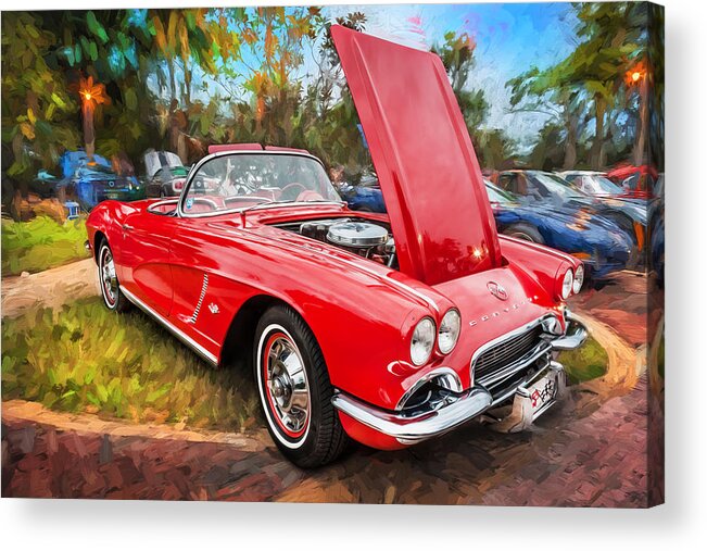 1962 Acrylic Print featuring the photograph 1962 Chevrolet Corvette Convertible Painted #9 by Rich Franco