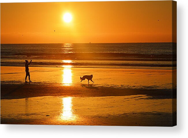 Sunset Acrylic Print featuring the photograph A Ball to Find by AJ Schibig
