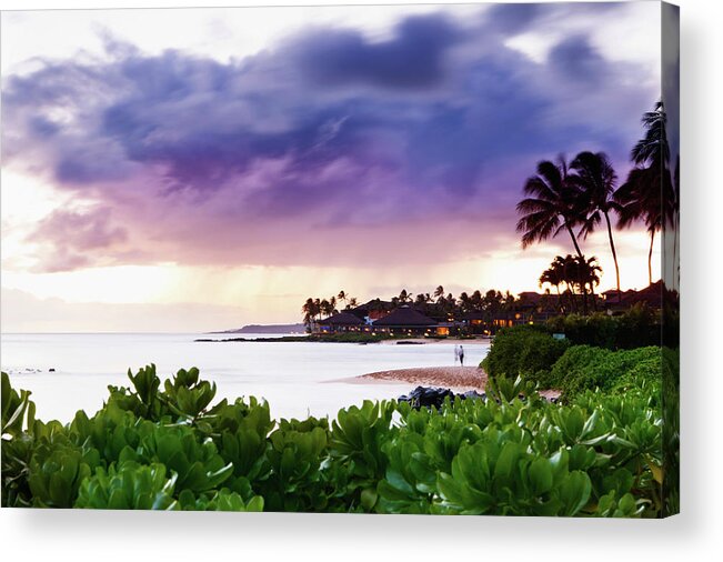 Scenics Acrylic Print featuring the photograph A Couple Watches The Sunset From The by Matthew Micah Wright