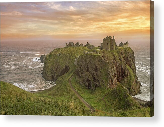 Scotland Acrylic Print featuring the photograph A Dunnottar Castle Sunrise - Scotland - Landscape by Jason Politte