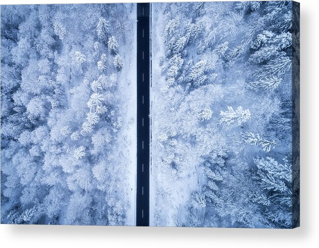 Road Acrylic Print featuring the photograph A Frosty Road by Daniel Fleischhacker